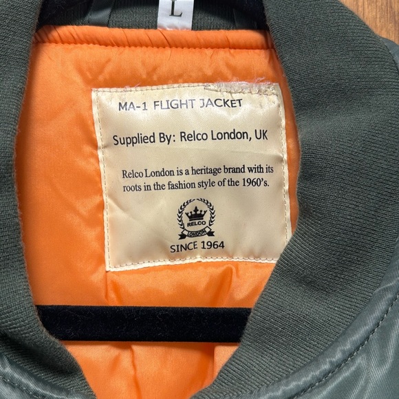 Relco London, UK MA-1 Flight Jacket. Men’s size L. Khaki/Army Green. - Picture 2 of 12